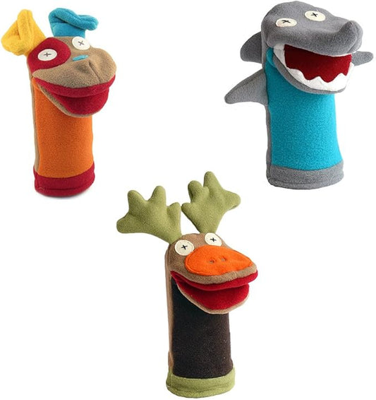 Cate and Levi Favorites Hand Puppets-Set of Three Includes Dog, Shark and Moose (100% USA Polar Fleece)
