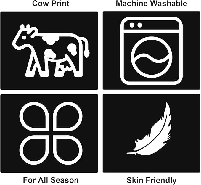 Edenleaf Cow Print Blanket, Ultra Soft Cozy Throw for Couch Bed and Travel, Cow Decor Throw Blankets for All Seasons 60"x80" (Black)