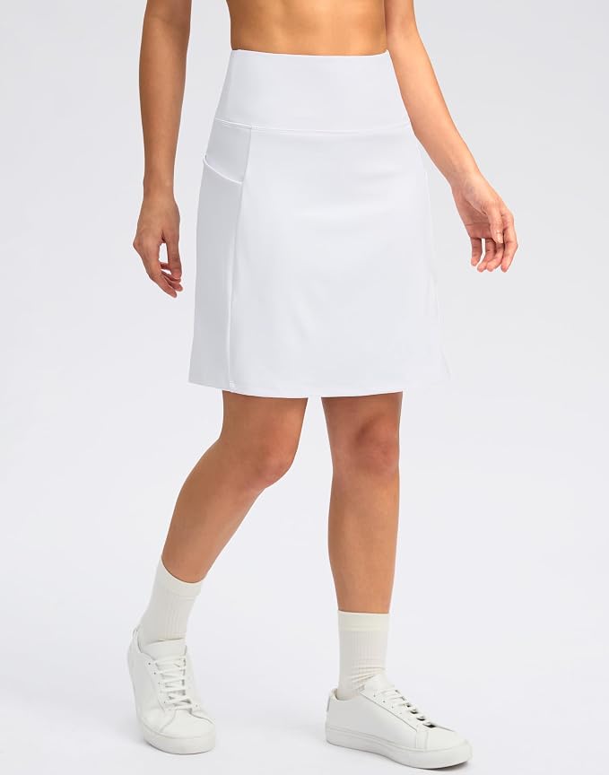 Women's 18" Skorts with 4 Side Pockets High Waisted Long Golf Skirt | Soft, Lightweight, Stretch, Breathable, Mesh Built-in Shorts, Athletic, Tennis, Dressy, Casual