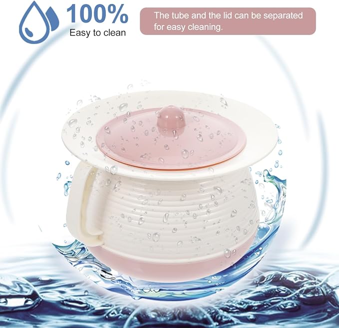 POPETPOP Thickened Elder Chamber Pot 8.26In Plastic with Lid & Handle – Odor-Locking Bedside Urinal for Elderly & Kids – Drop-Resistant for Home, Travel