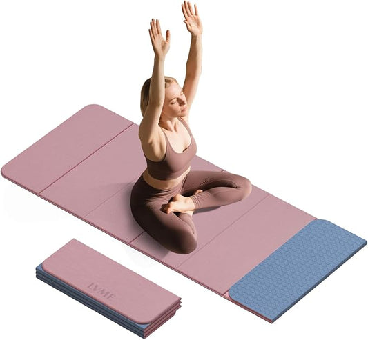 Foldable Yoga Mat 0.32 inches Thick(8mm), SGS Certified POE Material | Non Slip, 71 x 24 inches, Foldable for Travel, Pilates, Camping, Environmental Sports Mat, Odorless