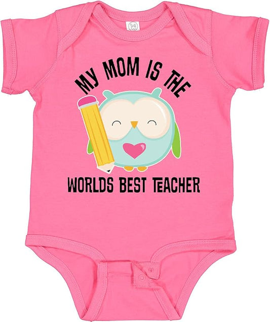 inktastic Teacher Mom School Owl Baby Bodysuit