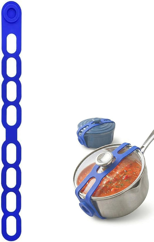 21.5in Reusable Silicone Latch Strap - Universal Slow Cooker Lid Holder & Strap for Transport, Heavy Duty Elastic Tie for Bento Box, Yoga Mat & Luggage, BPA-Free (Blue-1PCS)