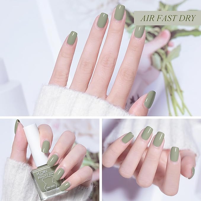 NovaCharm Fresh Green Fingernail Polish - Sage Green Nail Polish - Chip Resistant Long Lasting Nail Varnish - Air Dry Quick Dry Nail Gel - Nail Lacquer Nail Art Polish for Manicure DIY