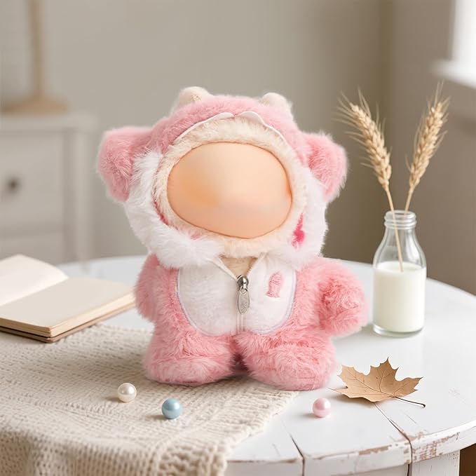 Doll Clothes Outfit Set,17cm Handmade Dolls Keychain Accessories for Kawaii Clothing Set with Details Outfit Accessories, Pink Shark Clothes,Faking Animal Style Outfit Jumpsuit(NO Doll)