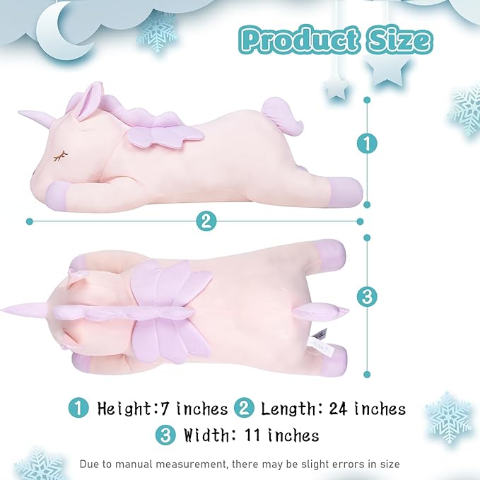 My OLi 24'' Unicorn Cooling Stuffed Animal Pillow Coolable Unicorn Plush Toys Gift for Kids Adults