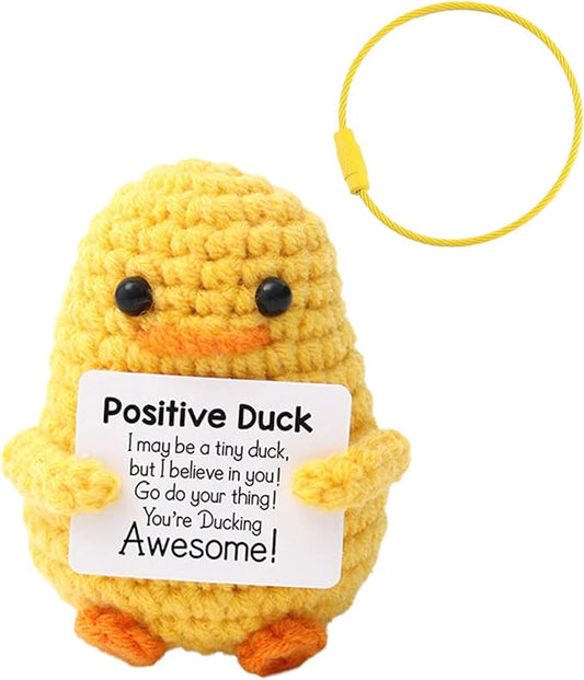 Birthday Gifts for Women Men Mon Dad,Positive Emotional Support Crochet Duck for Friends, Mini Cute Handmade Animal Stuff, Funny Christmas Easter Present, Office/Home Decor