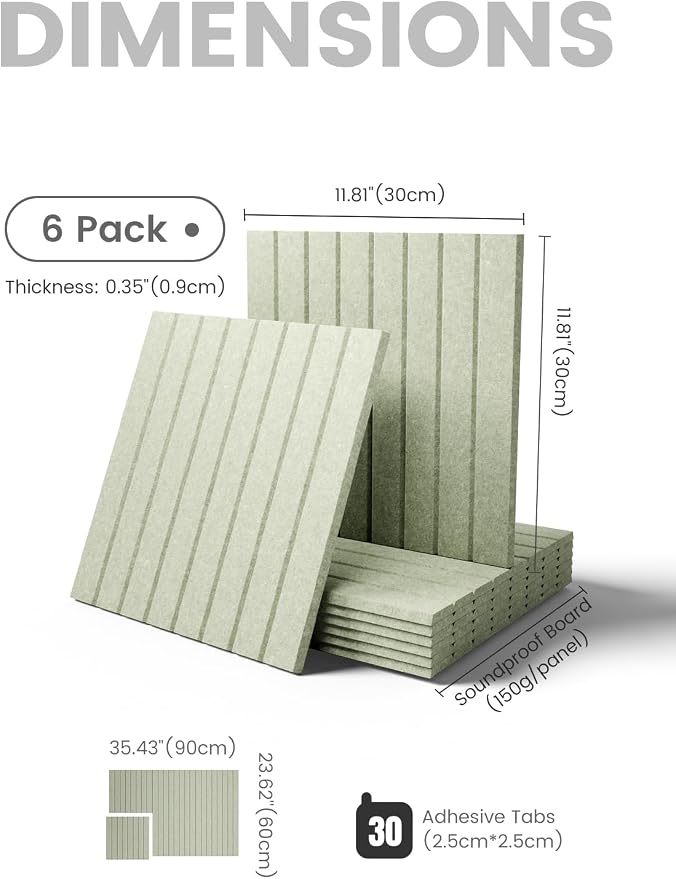 Fluxynara 36" x 24" Large Felt Bulletin Board, Sage | 6 Pack Cork Board Alternative with 30 Safe Adhesive Tabs, Pin Boards for Wall Decor, Home, Office, Classroom,Dorm