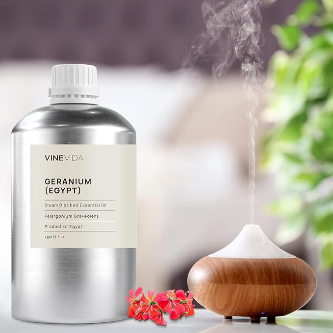 VINEVIDA Geranium (Egypt) Essential Oil - Gallon Geranium (Egypt) Oil Undiluted - Bulk Gallon Essential Oil for Soap Making