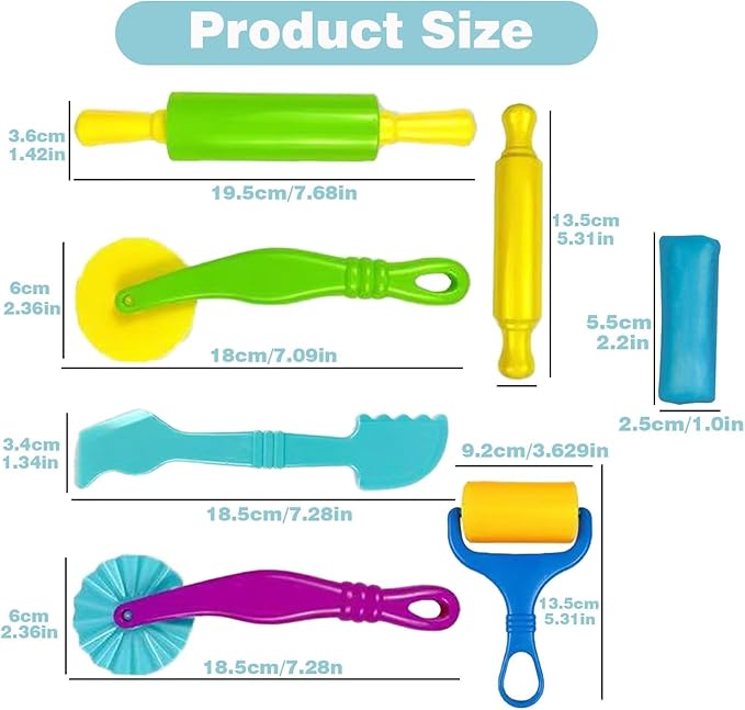 Unleash Creativity with 6 Pcs Play Dough Tools Sets Whit 5 Bright Color Dough.Ideal as a Gift for Kids Aged 3-4-8 Years