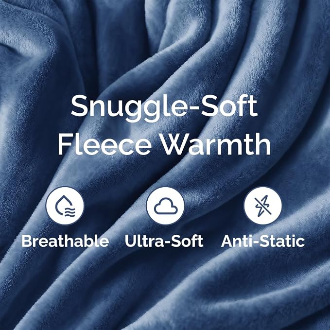 Ultra Soft Fleece Throw Blanket - College Dorm Room Essentials - Royal Blue | Flannel Fleece, Thick, Warm & Breathable, All Season Cozy, Anti-Static, Microplush, Lightweight for Couch, Bed & Dorm Bedding