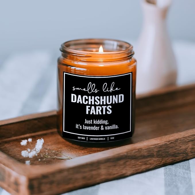 You Nique Designs, Dachshund Candle, 9 Oz, Dachshund Gifts for Women, Weiner Dog Gifts, Daschund, Wiener Dog, Daushaund, Dashound, All Natural Soy Vegan Aromatherapy Candles (Lavender & Vanilla A)