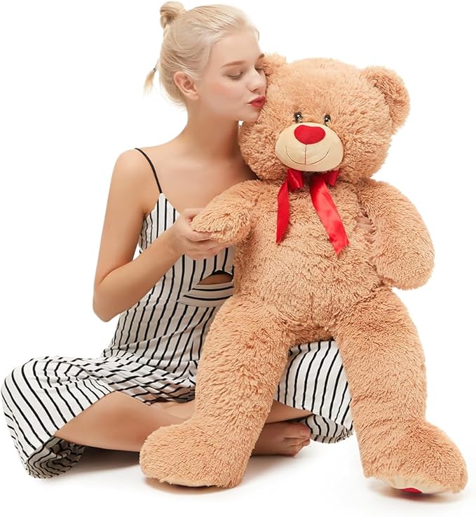 MaoGoLan Giant Teddy Bear 35" Stuffed Animal - Red Heart Footprints Big Teddy Bear Plush for Valentines Gift,Anniversary,Long Distance