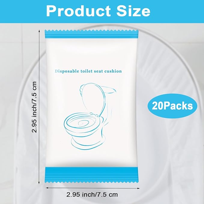20 Pack Disposable Toilet Seat Cover Waterproof Non-Woven Fabric, Disposable Toilet Seat Covers for Travel, Disposable Seat Covers for Hotel Hospital Public Restroom, Individual Package