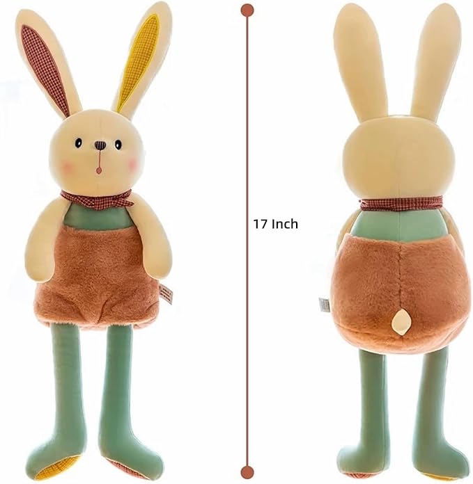 Plush Bunny -17'' Plush Stuffed Rabbit Pull-Out Ears and Legs, Cute Bunny Rabbit Soft Plushie Toy