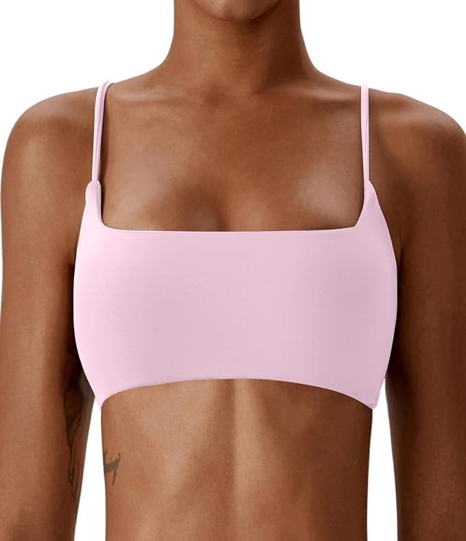 Comper Women's Sports Bras Wirefree Racerback Workout Bras Sexy Thin Straps Yoga Sport Bras with Removable Pads