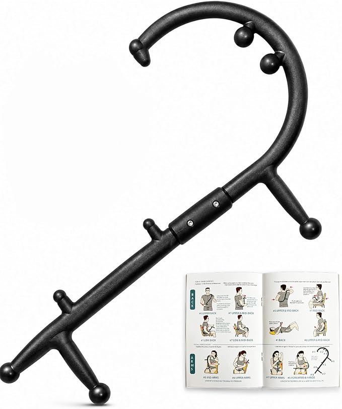Trigger Point Massage Cane for Back Neck Shoulder and Full Body Deep Tissue Massage Hook for Muscle Knots, Ergonomic Self Massage Tool for Hard-to-Reach Areas, Lightweight Portable, FSA-HSA Eligible