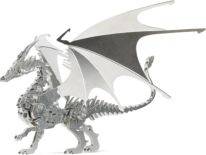 Mythical Fire Dragon 3D Metal Puzzle Model for Adults, Dragon DIY Building Model Kit, Fantasy Wyvern Creature Figurine for Gamers or Desk Metal Decor