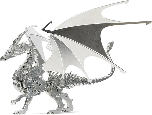Mythical Fire Dragon 3D Metal Puzzle Model for Adults, Dragon DIY Building Model Kit, Fantasy Wyvern Creature Figurine for Gamers or Desk Metal Decor