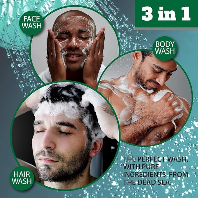 Dead Sea Collection Eucalyptus Mint Men’s Body Wash – 3 in 1 Body Wash for Men for Hair, Face & Body – Moisturizing Shower Gel with Dead Sea Minerals – Pack of 2 (33.8 fl oz each)