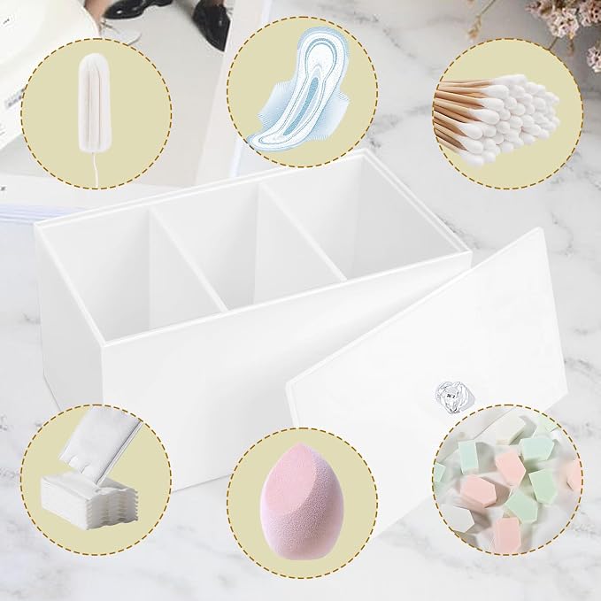 Tampon Holder Organizer for Bathroom Women Pad Container Storage Box, White