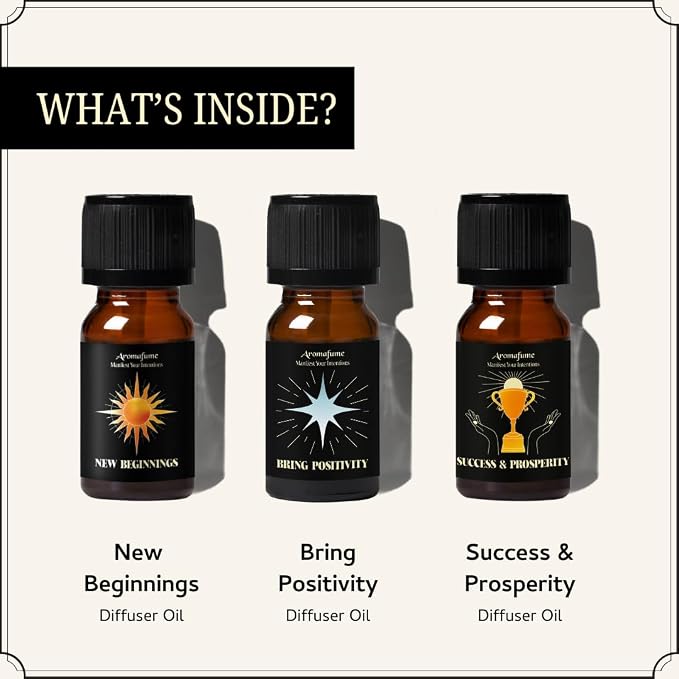 Bring Positivity, Success & Prosperity, & New Beginnings Oils | 3 x 10ml | Ideal for Fresh Starts, Inviting Positive Change etc| Manifestation & Mindfulness