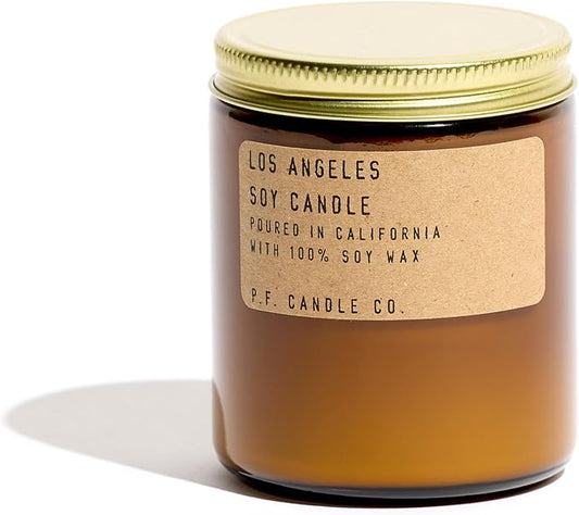P.F. Candle Co. Los Angeles Classic Standard Scented Soy Wax Candle (7.2 oz) 40-50 Hour Burn Time, Amber Glass Jar, Made in The U.S.A.