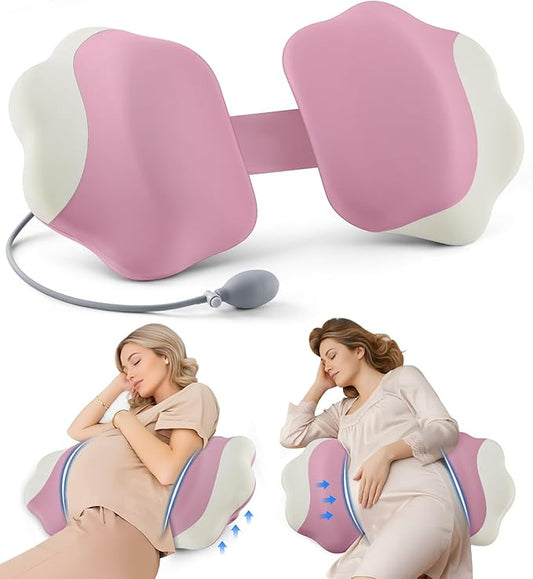 DONAMA Memory Foam Pregnancy Pillow- with Adjustable Air Bag for Back/Legs/Belly/HIPS Support, W-Shaped Pregnancy Wedge Pillows for Sleeping, Cooling Maternity Body Pillow for Pregnant Women