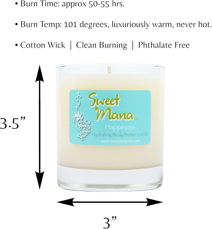 Happiness Lotion Candle | Gardenia, Pineapple & Coconut Water | Luxury Soy Candle | Aromatherapy Massage Candle | Ultra Moisturing Body Butter | Hand Poured in USA | 9 oz. | Sweet Mana