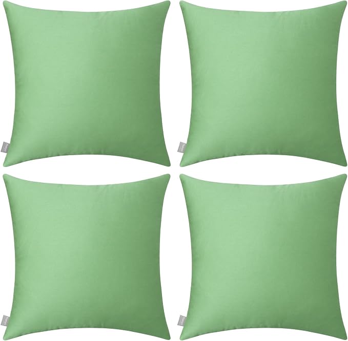 Thmyo 4-Pack 100% Cotton Comfortable Solid Decorative Throw Pillow Case, Square Cushion Cover Pillowcase Sublimation Blank Pillow Covers DIY Throw Pillowcase for Couch(18x18 inch/ 45x45cm,Sage Green)