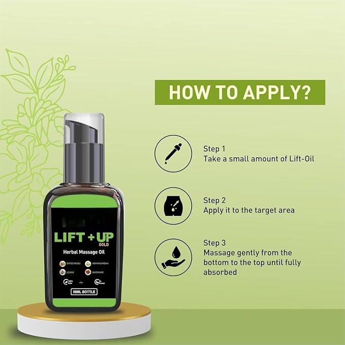 Lift Up Massage Oil for Men (50ml) | Ayurvedic Wellness Massage Oil with Ashwagandha, Safed Musli, Shatavari & Laung Extract