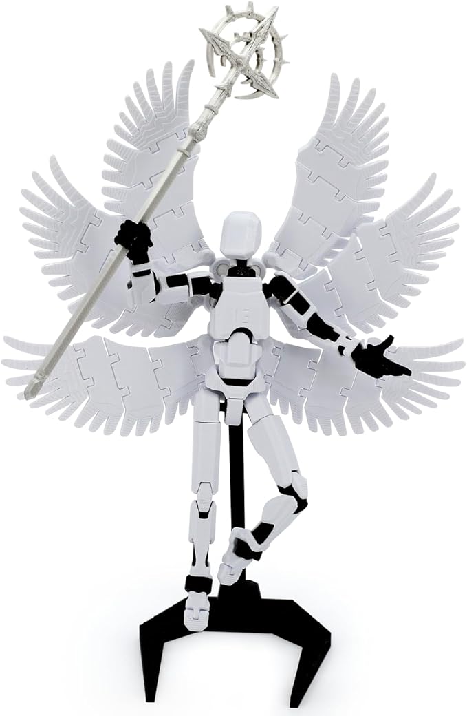 (Assembly Completed) 3D Printed T13 Action Figure 5.54-inch Dummy Titan 13 Action Figure with 9 Types of Weapons and 5 Types of Hands, Lucky 13 (White)