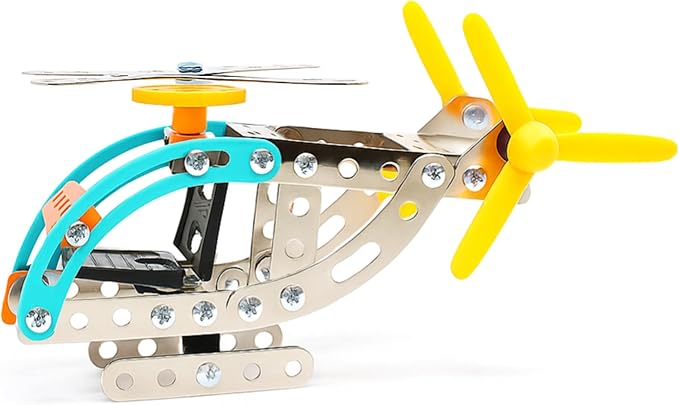 STEM Helicopter Building Kit for Kids Ages 8-12 | Metal Erector Set Engineering & Construction Toy | Educational DIY Model Kit for Boys & Girls | STEM Learning Toy Gift