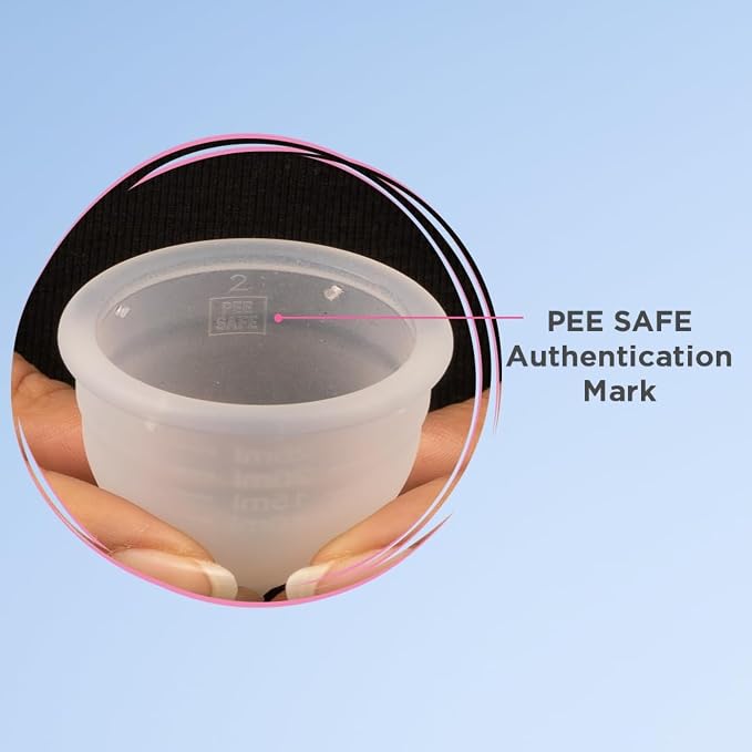 Pee Safe Menstrual Cup for Women, Large Size Period Cup, Medical Grade Silicone, Soft Flexible Reusable Feminine Hygiene Cup with Travel Pouch, Up to 12 Hours Protection