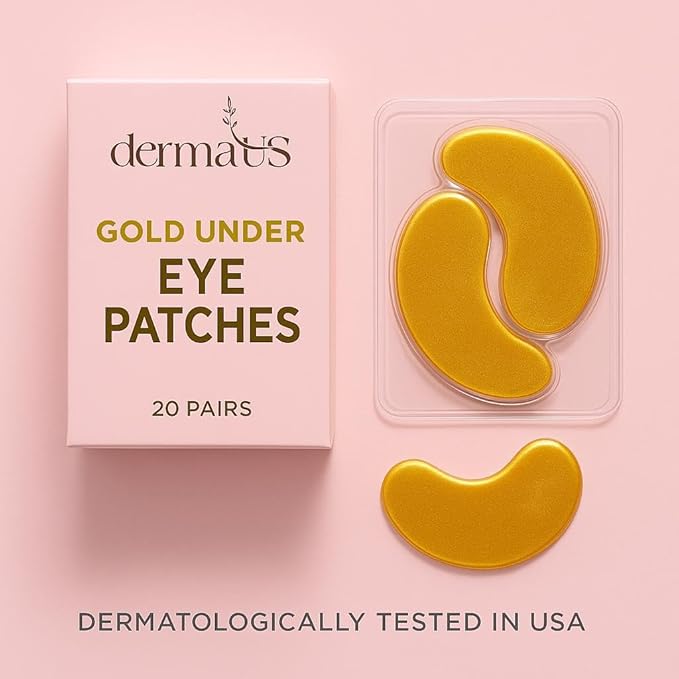 Under Eye Patches – 20 Pairs Collagen Gold Eye Mask with Hyaluronic Acid, Green Tea, Aloe & Matcha – Puffy Eyes, Dark Circles, Wrinkles & Bags Treatment – For All Skin Types