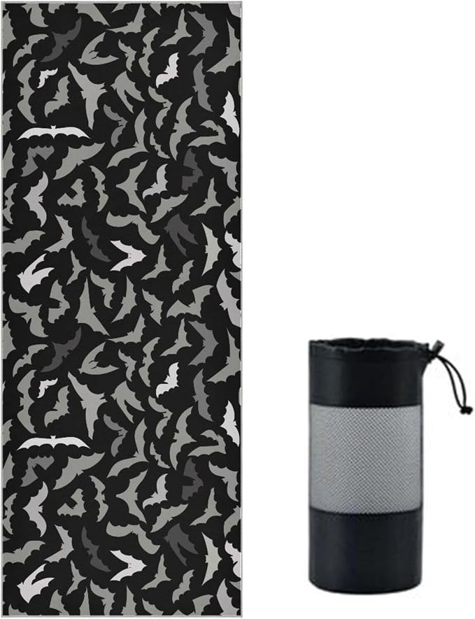 Halloween Bats Yoga Mat Towel Non Slip Soft Sweat Absorbent Hot Yoga Mat Towel, for Hot Yoga, Pilates and Workout-73 x 27 Inch