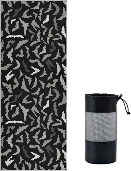Halloween Bats Yoga Mat Towel Non Slip Soft Sweat Absorbent Hot Yoga Mat Towel, for Hot Yoga, Pilates and Workout-73 x 27 Inch