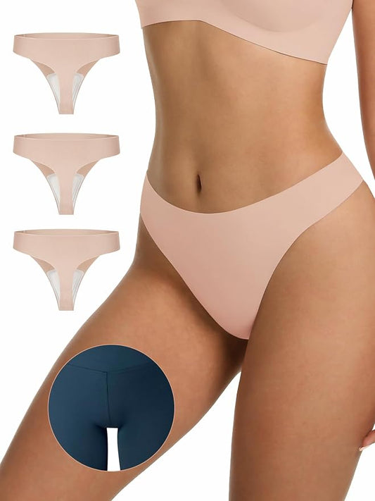 LUCKMEEY Cotton Thongs for Women Seamless Thongs for Women No Show Thong Panty Liners Workout G-String Thongs Underwear