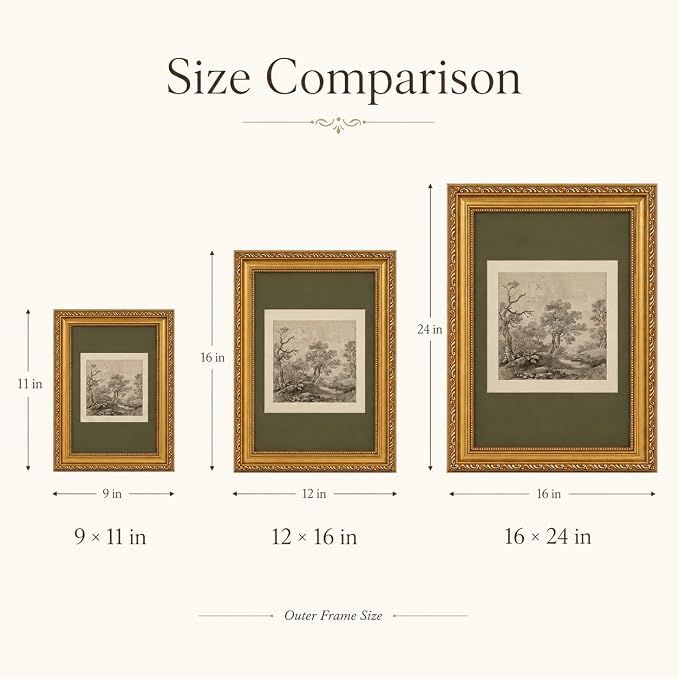 Ymsagrs Gold Frame Vintage Landscape Sketch Canvas Wall Art,16X12in | Neutral Botanical Picture Art,Cottagecore Wall Decor for study, living room, hallway, office or entryway.