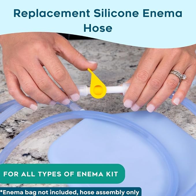 PE Premium Enema Replacement Silicone Enema Hose Tube - Reusable for Coffee & Water Colon Cleanse. 6.75 Foot Long Silicone Hose, 5 Tips Included. Detox for Men and Women