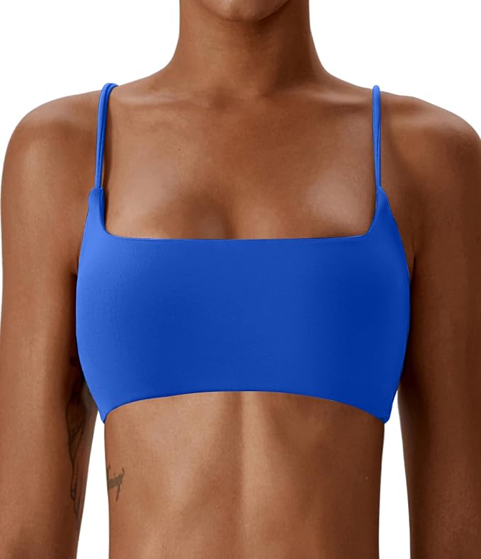 Comper Women's Sports Bras Wirefree Racerback Workout Bras Sexy Thin Straps Yoga Sport Bras with Removable Pads