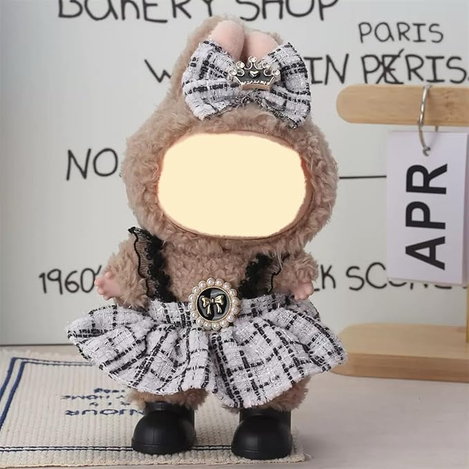 3Pcs-Clothes for Labubu Accessories,, Handcrafted 15cm-17cm for Labubu Clothes Set, Fashions Stylish Luxury Chic Doll Clothes Style Set (NO Doll)