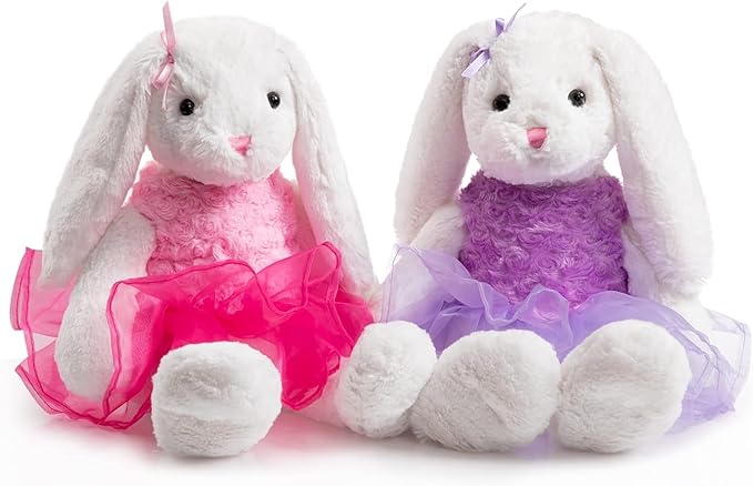 Ballet Bunny Stuffed Animal White Rabbit in Gauzy Dress Cute Easter Bunny Doll for Kids 21 inches Pink