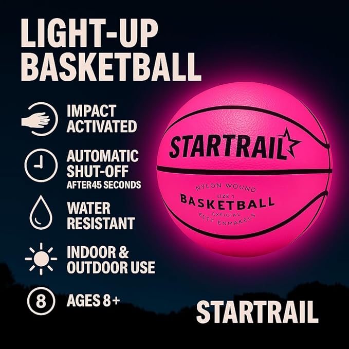 TOMLEON Light Up Basketball | Glow in The Dark Basketball | LED Basketball Size 7 | Glowing Basketball Ball | Lighted Basketball | Coolest Things for Boys & Girls | Toys for 10 Year Old Kids