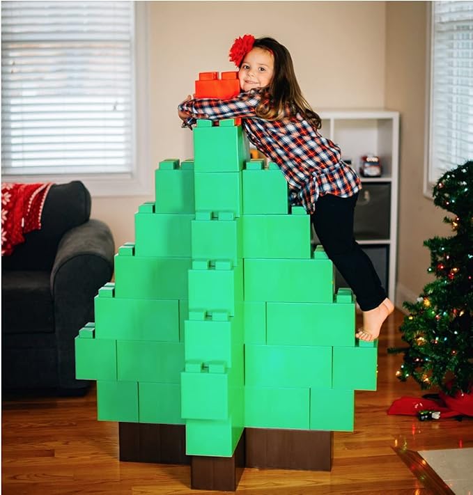 EverBlock 12” x 6” Full Size Building Block Finishing Cap Bulk Pack | Giant Building Blocks | Easy to Connect & Reuse | Indoor & Outdoor Use | Build Displays & Structures | Green