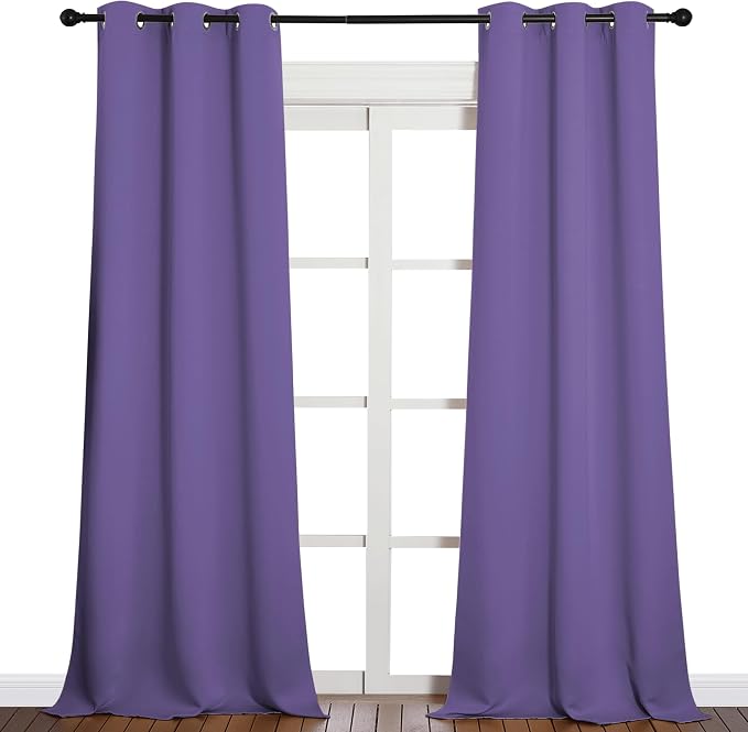 NICETOWN Patio Glass Door Blackout Curtains - Privacy Panel Drapes for Dining Room, Guest Room & Bedroom (Lilac Purple, 42" Wide x 95" Long, 1 Pair)
