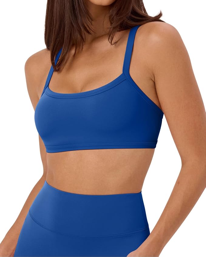 SUUKSESS Women Padded Workout Sets Adjustable Straps Sports Bra Tummy Control Biker Shorts