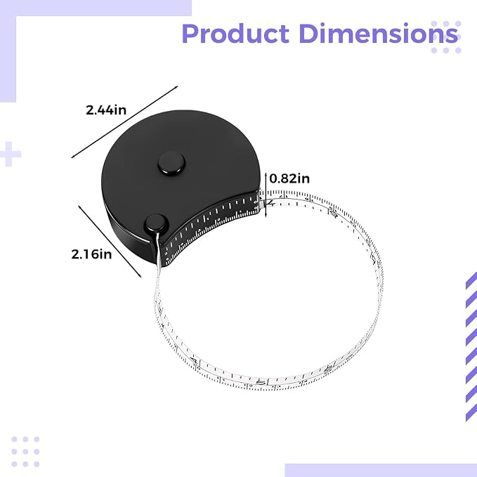 Retractable Body Tape Measure, Waist Measurement Tape with Auto Stand-Out, Mini Measuring Tool, Dual Scale, Easy Read Window