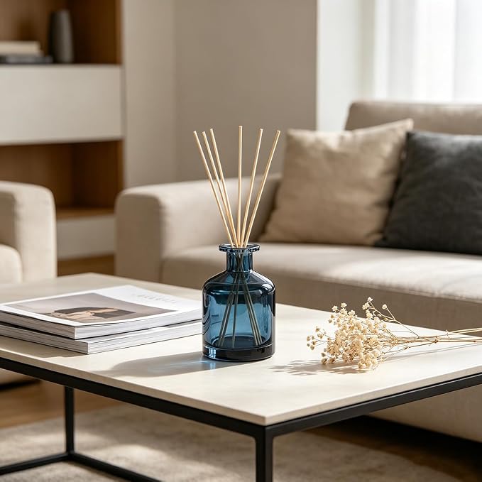 1Pcs 150ml/5oz Empty Glass Diffuser Bottle Aromatherapy Jar Container Fragrance Accessories Use with Essential Oils Replacement Diffusers Reed Sticks DIY Crafts Decor Blue