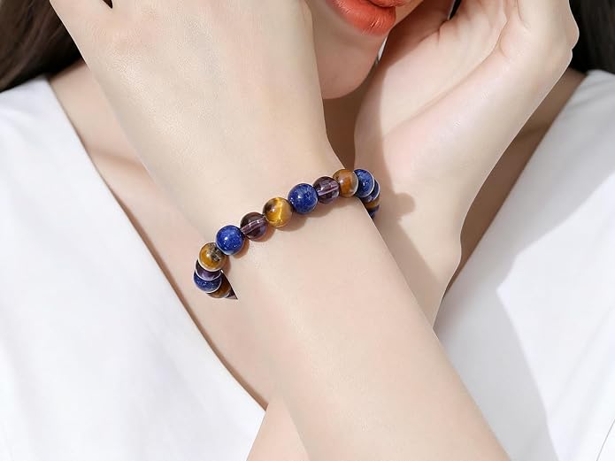 MAIBAOTA Healing Crystal Bracelet for Women Empath Protection & Safe Travel & Anxiety Relief Bracelet - New Beginnings Lucky Charms for Travel/New Job/Next Chapter